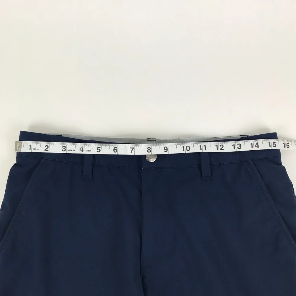 Adidas Flat Front Chino Shorts Men's Size 30 Navy Blue Polyester Blend Pockets - Picture 10 of 11